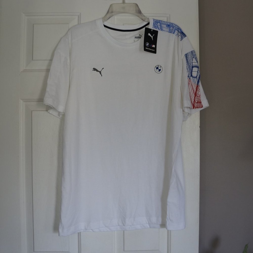 BNWT Puma BMW Motorsports MMS T7 White  T-Shirt 531183 02 Men’s Size XL